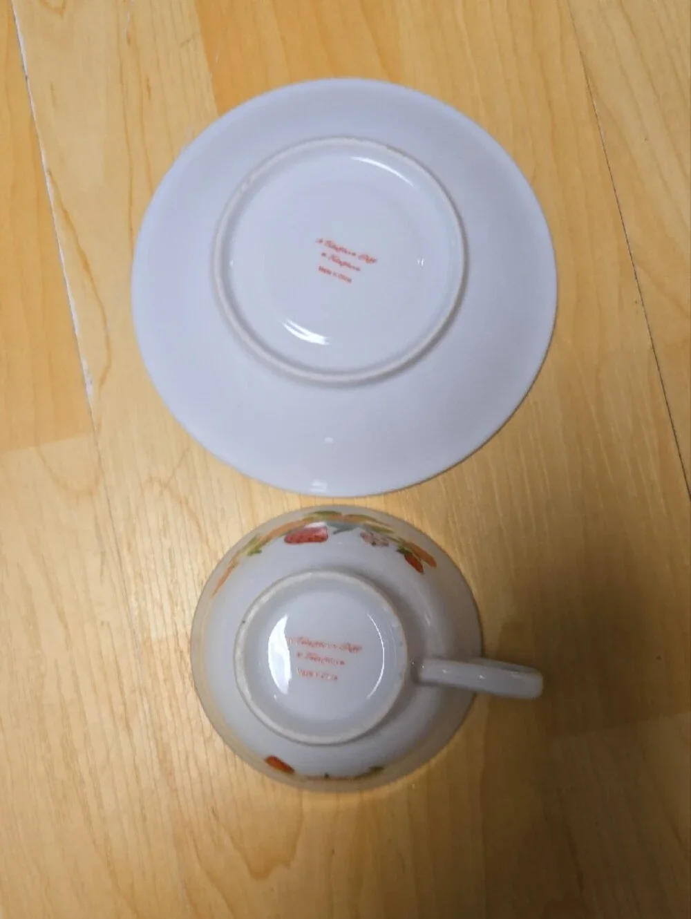 Fine Porcelain Strawberry Tea Cup and Saucer